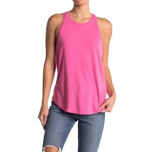 Free Press Tank Top Womens X Small Pink Butterfly Racerback Slub Casual